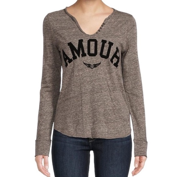 Zadig & Voltaire Amour Henley T Shirt - Picture 1 of 8